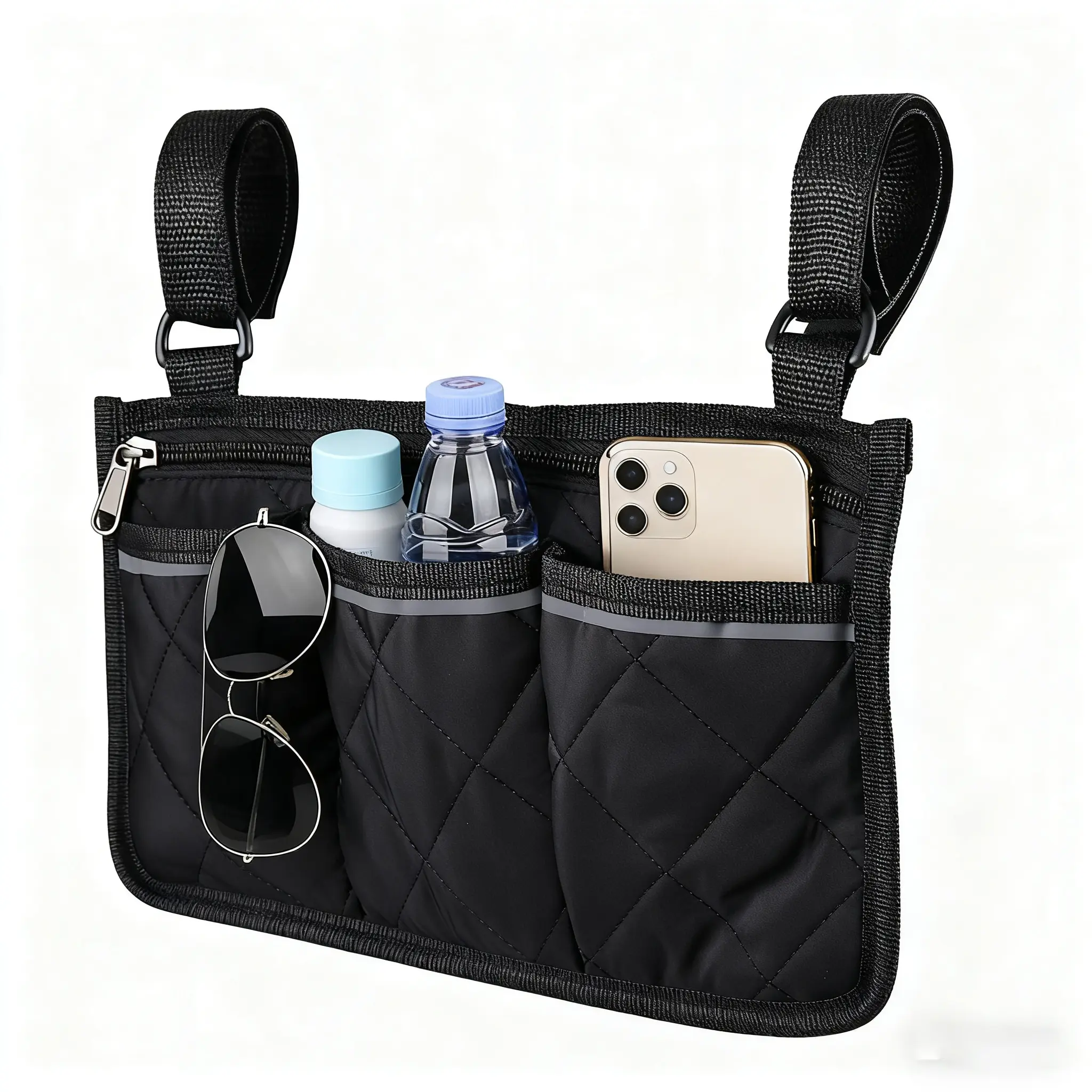 Durable Polyester Pouch Tool Bag - Hangable Organizer Bag, Side-Armrest Hanging Storage with Shoulder Straps for Wheelchairs, Walkers, Rollators, Travel Tool Organizer Accessory, Pouch Tool Bags, Organizer Bags