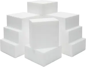 12 Pack Foam Blocks for Crafts, Polystyrene Brick Rectangles for Floral Arrangements, Art Supplies, Holiday Decor (4 x 4 x 2 in, White)