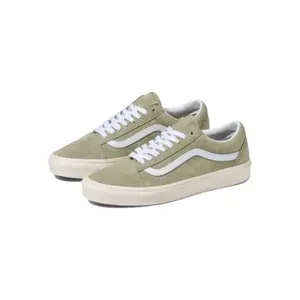 VANS Old Skool Pig Suede Moss Grey/Snow Iconic Low-Top Lace-Up Closure Reinforced Toe Cap Supportive Padded Collar Classic Skate Shoes