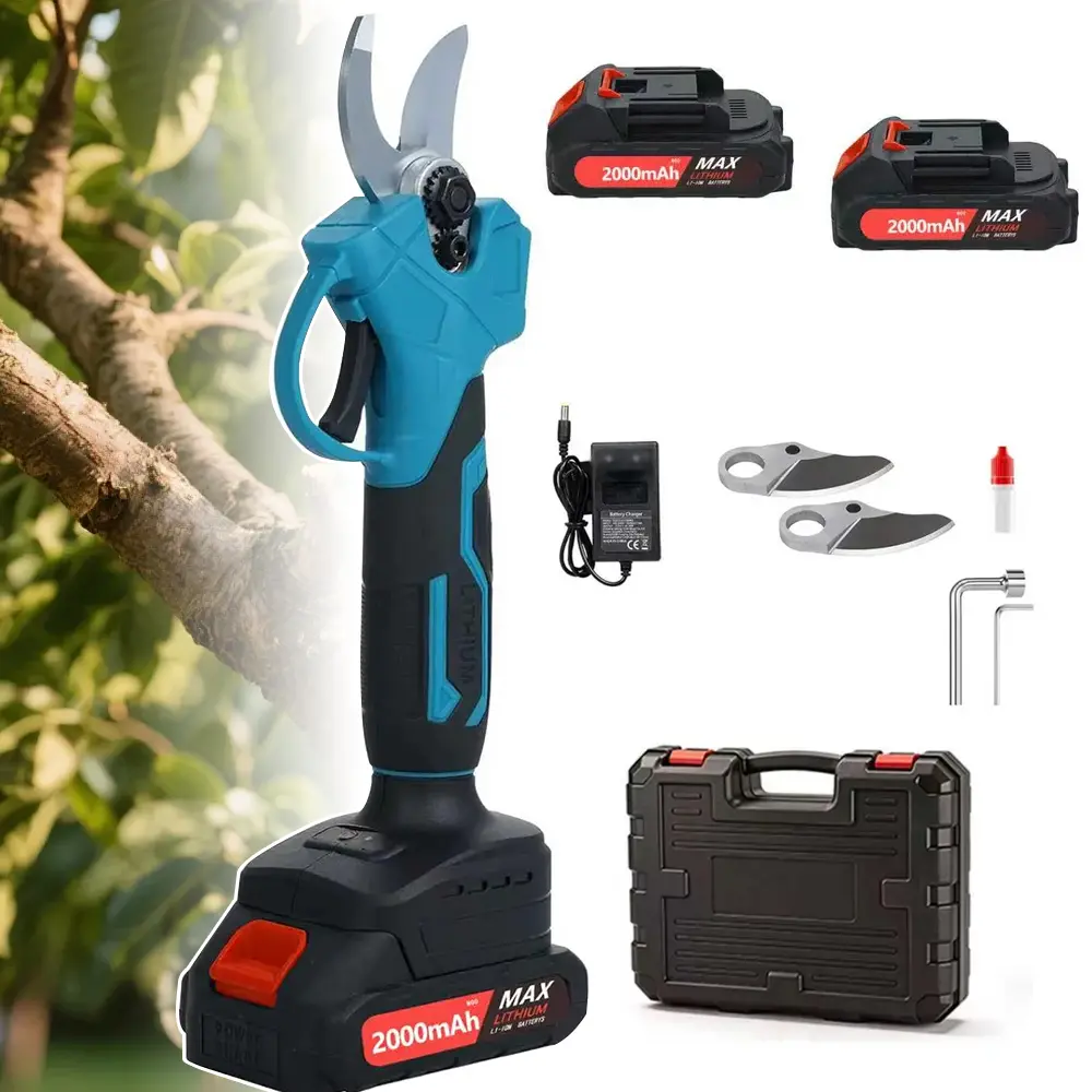 Cordless Electric Pruning Shears - Brushless Motor, Anti-Slip Grip, Safety Switch, Up to 4-6h Run, Tree Trimmer, Garden Cutting Tool, Shrub Trimming Tool for Garden & Orchard Trimming