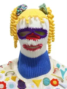 Halloween Prank Clown Mask Hat, Funny Costume Beanie for Autumn Winter, Warm Knitted Yarn Cap, Unisex Party Accessory, Party Supplies
