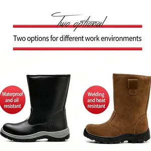 2026 Men's Steel Toe & Soft Toe Work Boots 100% Waterproof Pull-On Breathable Wellington Style Oil & Slip Resistant Safety Boots for Construction Farming Worker Lightweight Closed Steel Toe Shoes Footwear