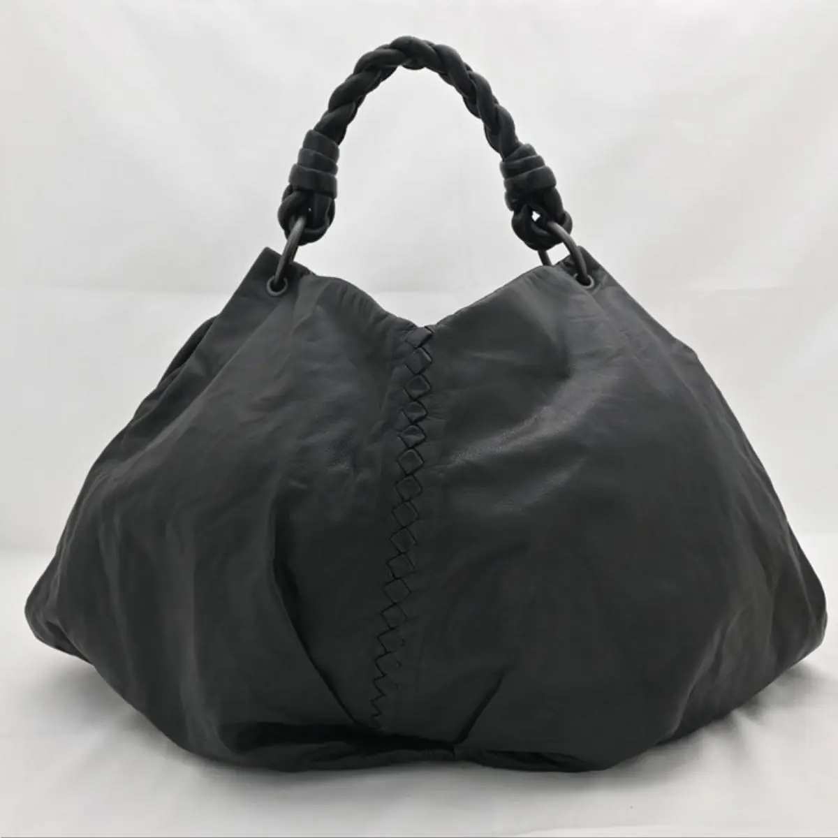 Pre-owned BOTTEGA VENETA As Shown Shoulder Bags Intrecciato One Shoulder Hand Bag Black Leather bo6681cc