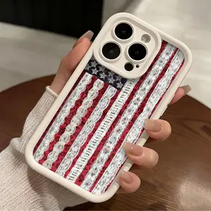 American Flag Lace Phone Case， Patriotic Vintage Style for iPhone 17 16 15 14 13 12 11 Plus Pro Max.
