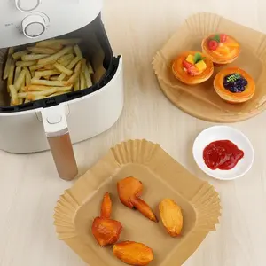 50PCS Air Fryer Disposable Paper Liner, Baking for Oil-proof, Water-proof, Food Grade Roasting Microwave，Non-Stick Parchment Paper Liners (Natural-50PCS)