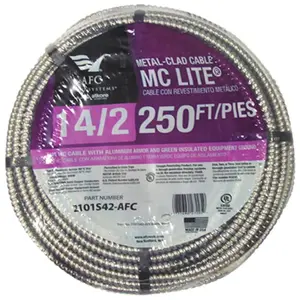 212 MAIN Aluminum Metal Clad Flexible Conduit - Coil Form, AFC Cable Systems 2101S42-AFC, 250 ft Length, 14-2MC, Cable Protection