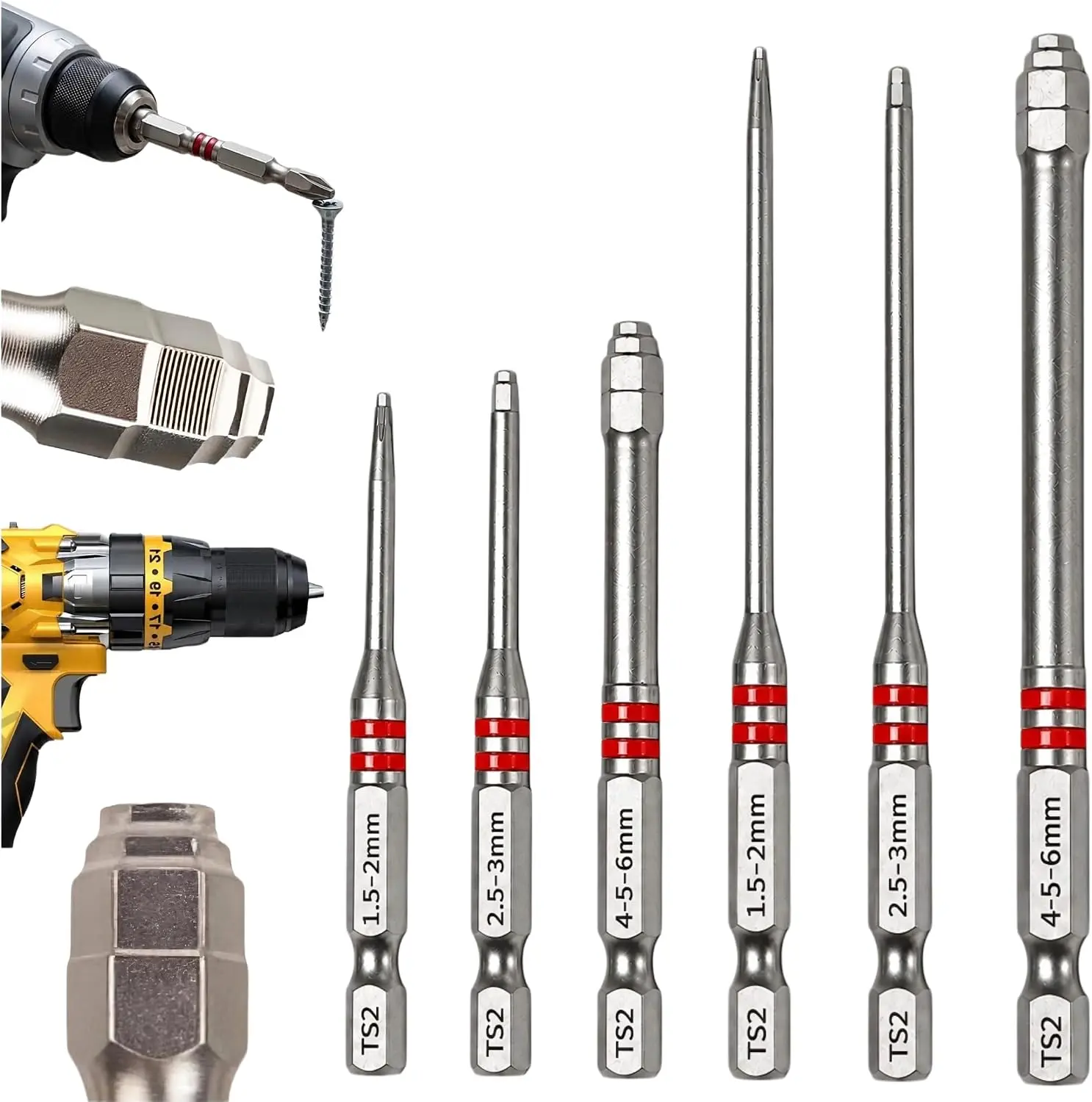6/12pcs Magnetic Hex Shank Pagoda Screwdriver Bits Set,Shaped Design in Multiple Sizes,Multiple Sizes for Electric Drills, Power Screwdrivers & Wrenches,summervibes