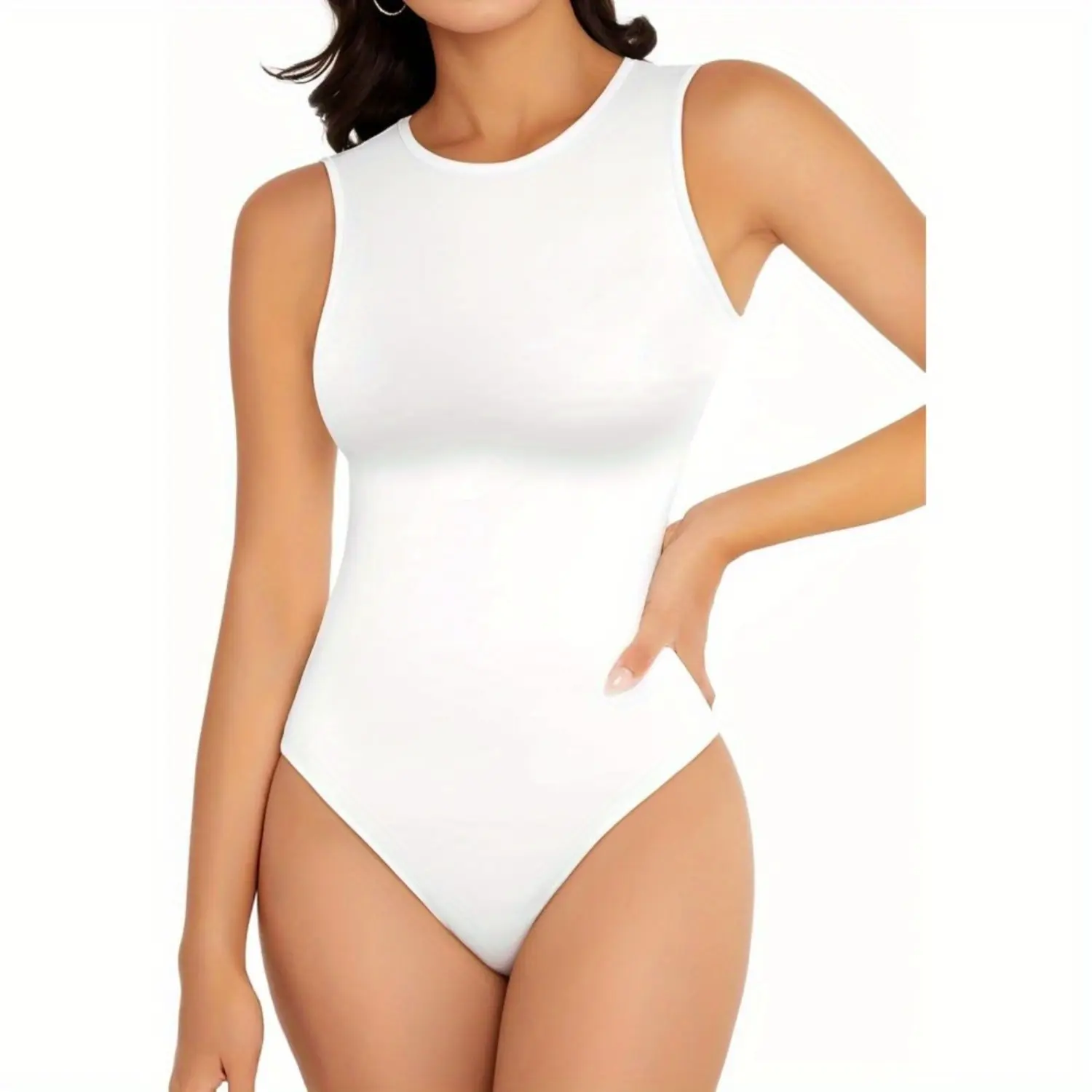 Women's Crew Neck Sleeveless Bodysuits Racerback Halter Tank Top Body Suits for Womens Sexy Going Out Leotards athletic romper Basic Round Neck bodysuit bodysuit shapewear bodysuit for women Crewneck Tanktop White Womenswear Minimalist