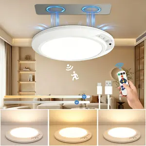 New Rechargeable Ceiling Light, Motion Sensor Ceiling Light with Magnetic, Wireless Ceiling Lights Battery Operated Closet Light with Remote, 0.55″ Ultra Thin Lights for Shower, Closet, Pantry, Shed, Hallway, Porch