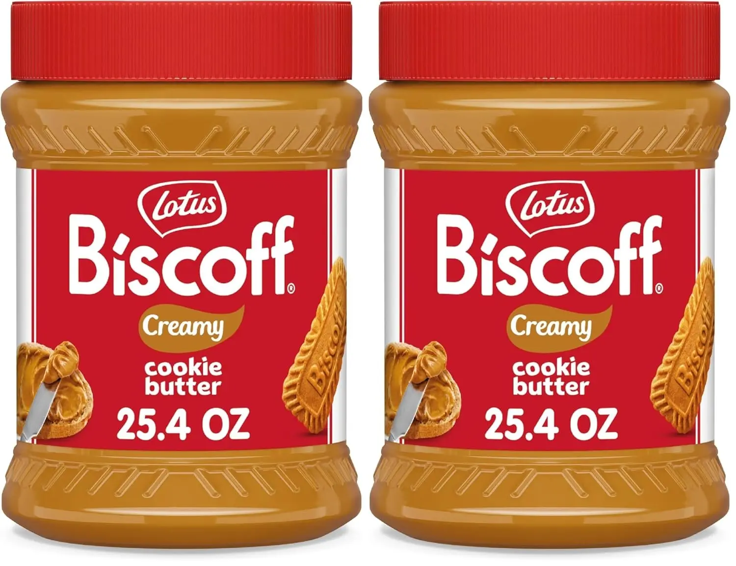 Lotus Biscoff Cookie Butter Spread, Creamy Caramelized Biscuit Spread, Non-GMO & Vegan, 25.4 oz Jars, 2 Pack