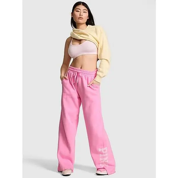 PINK Campus Fleece™ Wide-Leg Split-Hem Sweatpants