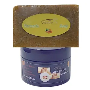 Neverlye Turmeric Soap & 2.oz Acne Cream Set for Skin Repair - Normal Skin Care Routine