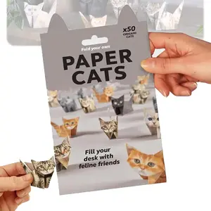 DIY Origami Paper Cats - Fold Whimsical Cat Shapes with Origami Paper, Fun-Filled Craft Activity for All Ages, Delightful Desk Decoration & Gift Idea for Cat Admirers