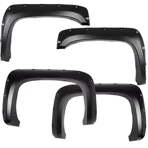 Pocket Rivet Look Polypropylene Fender Flares, Car Wheel Damage Shield, Automotive Accessories with Includes Hardware, Fit for 07-14 Chevy Silverado 1500, 2500HD, 3500HD Car Protector Truck