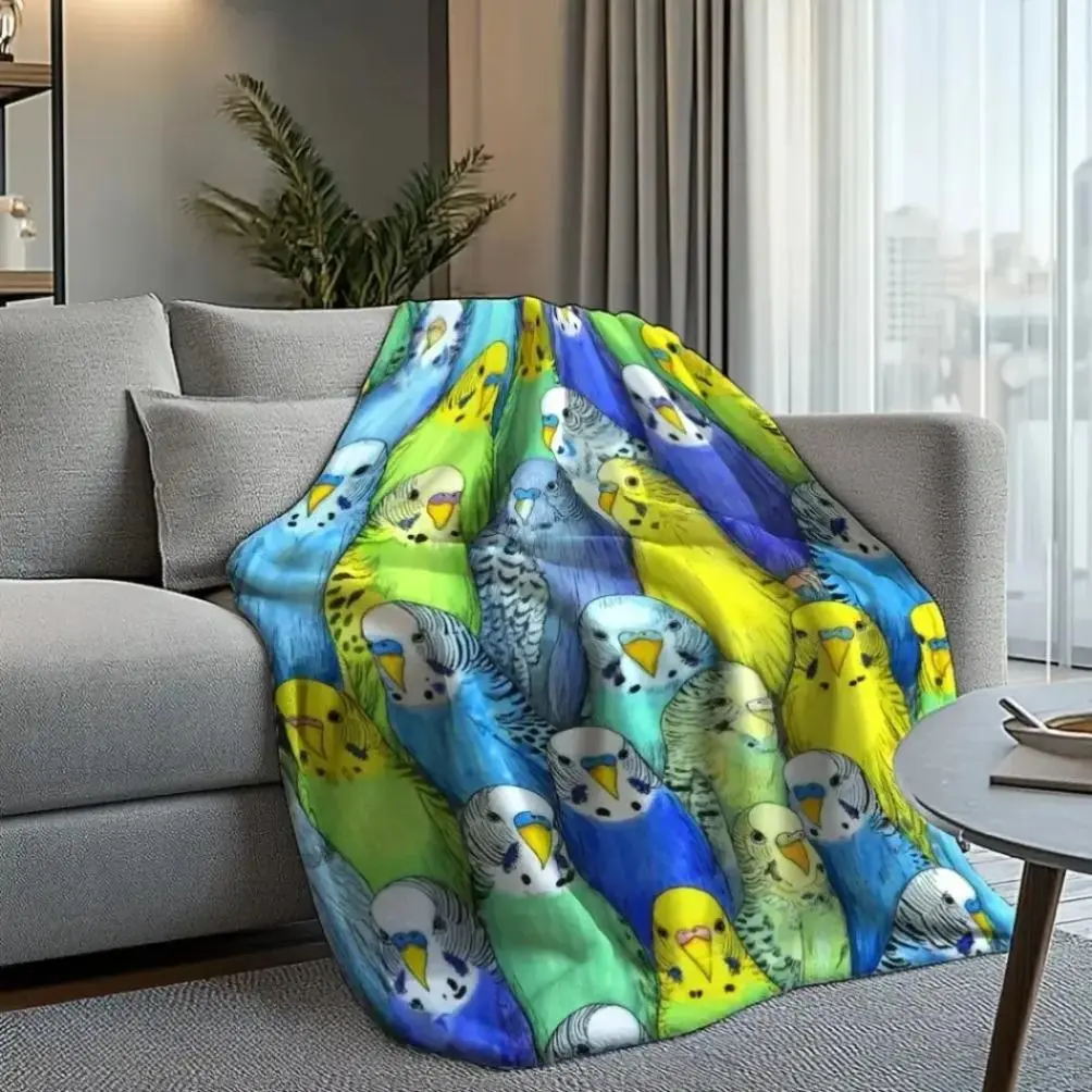 Colorful Parrot Adult Blanket Kids Blanket, Soft Flannel Air Conditioner Blanket Throw for Sofa Bed Couch, Lightweight Cozy Bird Theme Blanket for Bedroom Living Room Decor, All Season Travel Gift Blanket