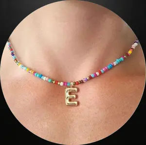 YC 18K Vacuum-Plated Letter Pendant, Bohemian-Style Necklace.