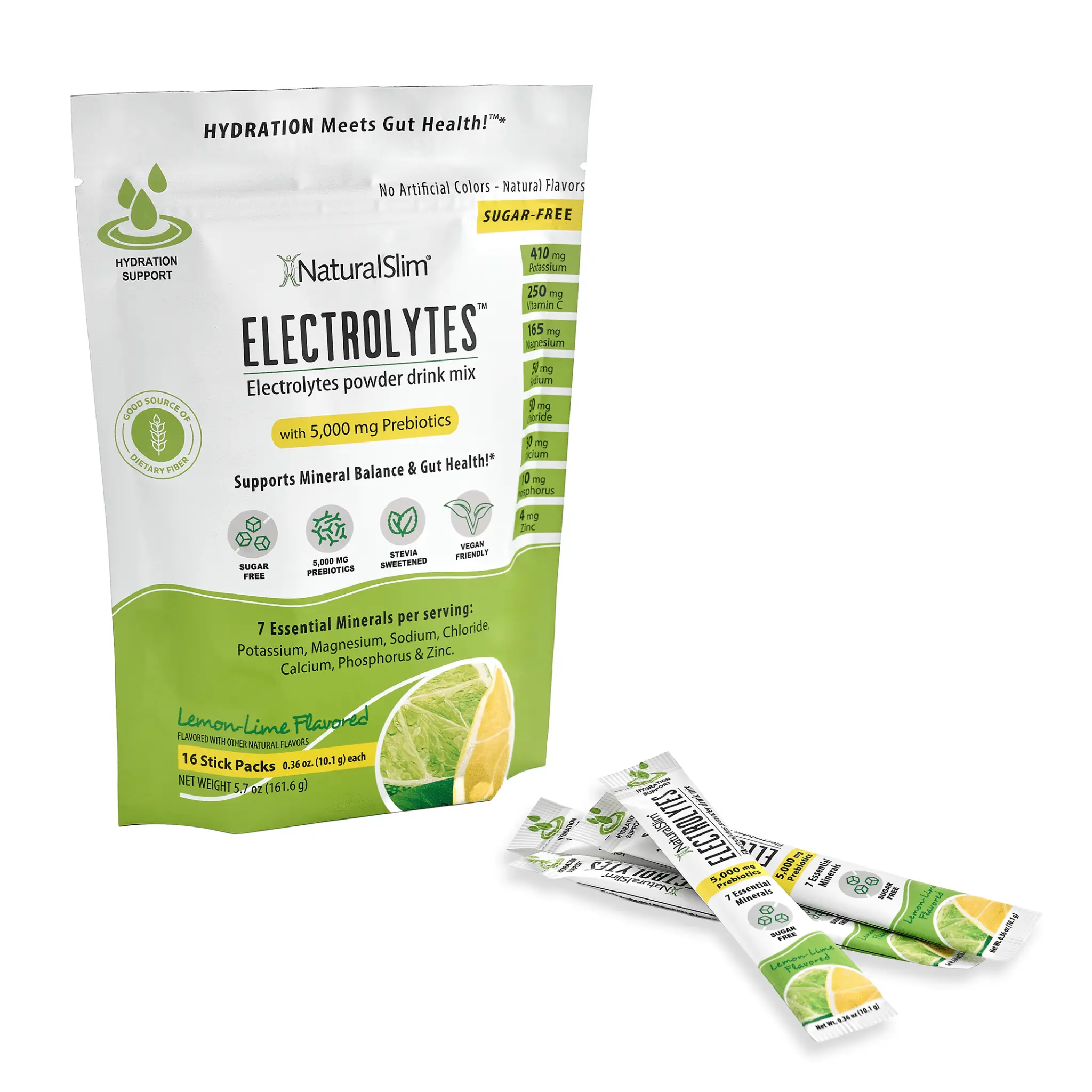 NaturalSlim Electrolytes™ Lemon-Lime Gut Health Vitamins Fitness Dietary Stick Supplement