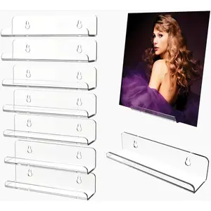 WPESI Vinyl Record Shelf Wall Mount 8Pack,7 Inch Acrylic Record Shelf,Record Wall Display, Vinyl Record Holder CD Rack,8 Pack(Clear)