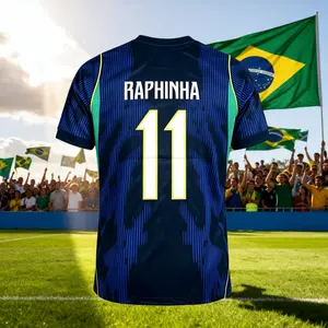 2026 Brazil Away Blue No.10 Neymar No.11 Raphinha Short Sleeves Soccer Jerseys Top