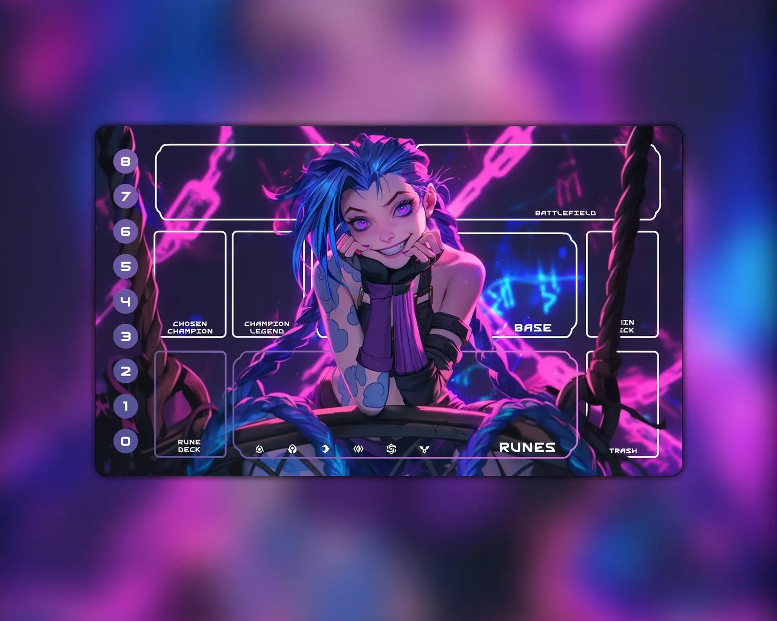 Riftbound Playmat LOL Neon Jinx Art Mouse Pad Neoprene Desk Mat Mousepad Gift for Gamers Office
