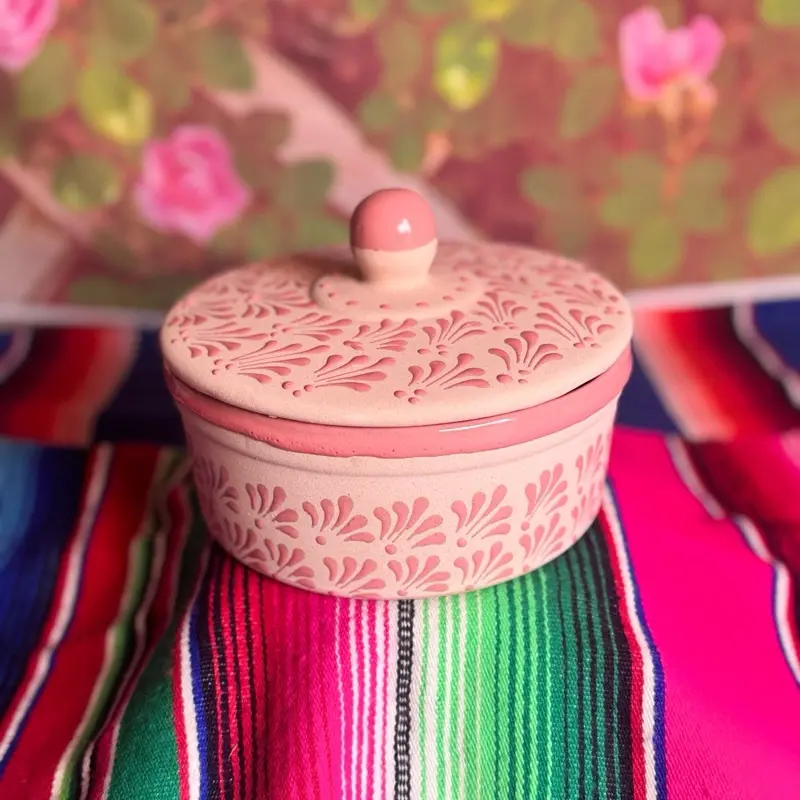 Tortillero Elegance Cielito Lindo de Barro Rosa - Tradicional Diseño de Marque Persona MX Traditional
