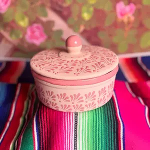 Tortillero Elegance Cielito Lindo de Barro Rosa - Tradicional Diseño de Marque Persona MX Traditional