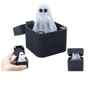 1 piece - Halloween Ghost Surprise Gift Box - Themed Gift Box - Funny Creative Gift with Middle Finger in Christmas Box - Funny Office Desk Ornament 3D Printed Gift, Suitable for gifting without electricity