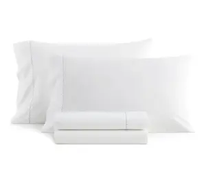 Martha Stewart Lilly Pond Leaf Wht/blue Cotton Queen Sheet Set