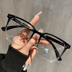 Cyberpunk style full-rim glasses - computer frame with c-lenses, oval shape, unisex fashion accessory angular Geometric Double Beam Sunglasses  kodvis glasses