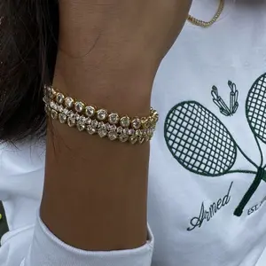 Women's Elegant Gold-Tone Bangle, Heart-Shaped Stones and Rhinestones Fashion Accessory - Yes, Daily Wear Classic Gift