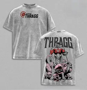 Thragg Washed Tee & Hoodie - Conquest Invincible, Thragg Invincible Viltrumite Warrior Anime Graphic Double Printed T-Shirt, Mark GraySonMenswear Heavy Cotton Unisex Oversize Streetwear Vintage Retro