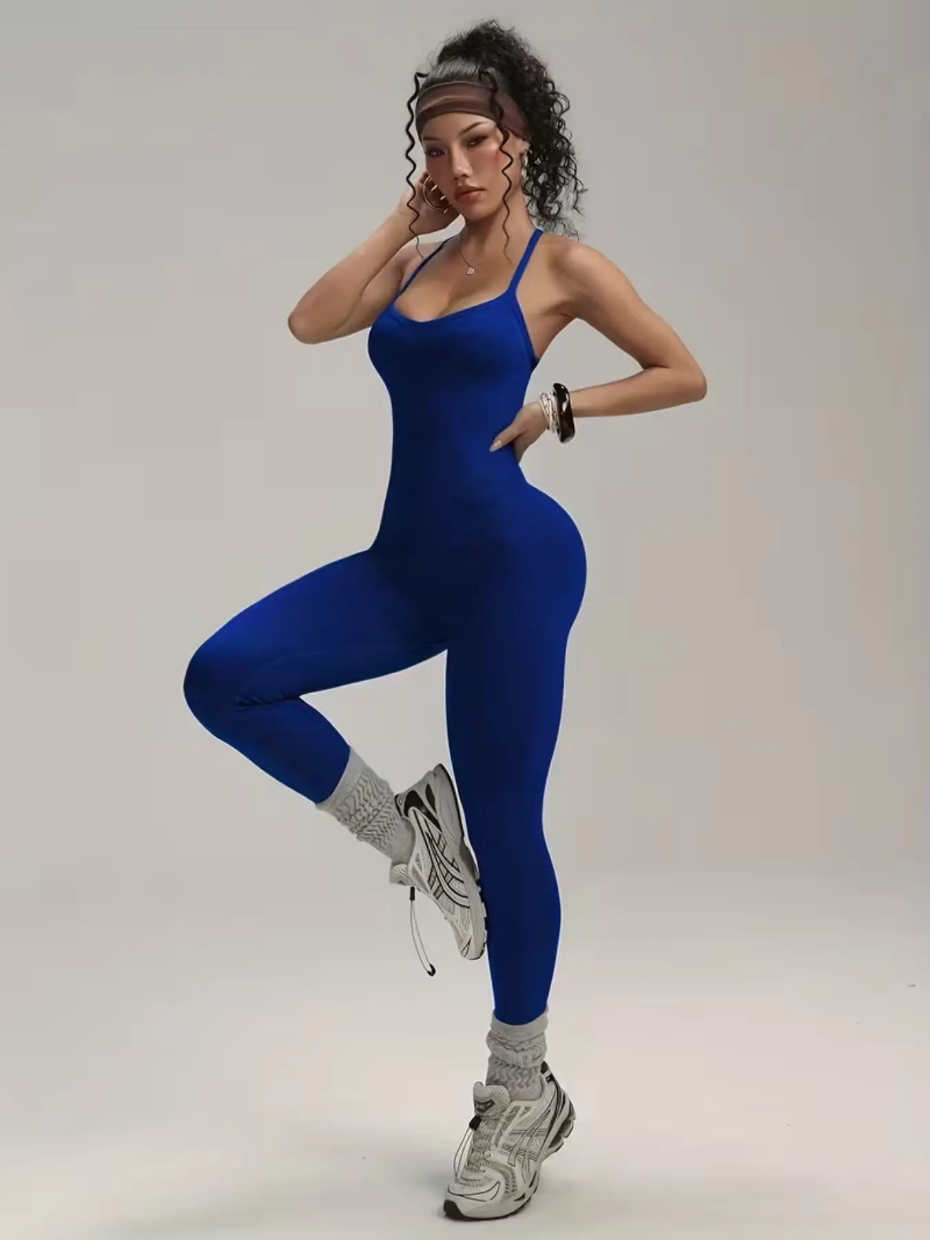 Women's Backless Shapewear Jumpsuit, Sleeveless High-Waisted Yoga Pants, Seamless Quick-Dry Ribbed Long Leggings for Gym & Sports