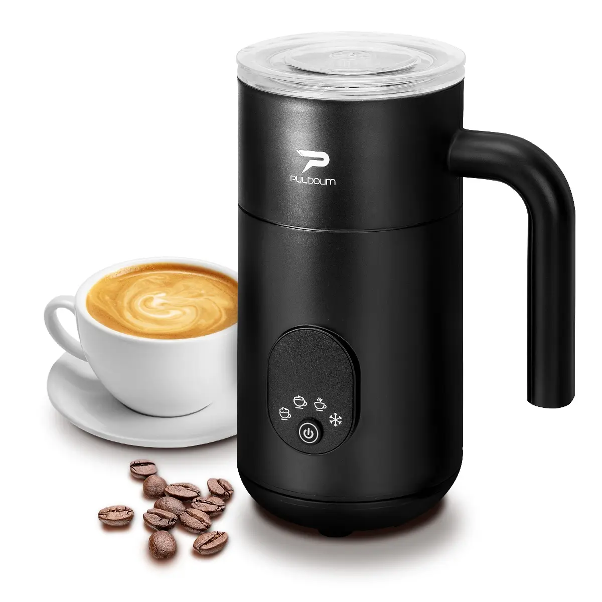 Puldoum Electric Milk Frother 30 Seconds Frothing 4-in-1 Automatic Warm ...