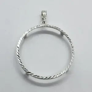 925 Sterling Silver Silver Eagle Bezel 41 mm Coins Prong Back Diamond Cut 1 oz