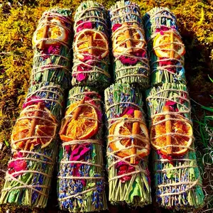 Sage Sticks For Cleansing and Purification Lavender Sage Rose Petals Orange Slices Vetiver Root Cinnamon Sticks Sage Sticks Relaxation & Calming