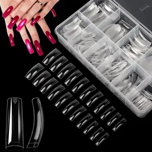 Nails Tips, 550PCS Medium Nail Tips for Acrylic Nails Professional, Half Cover Square Soft Gel Fake Nail Tips for Dip Powder Nail Salons and DIY Nail Art