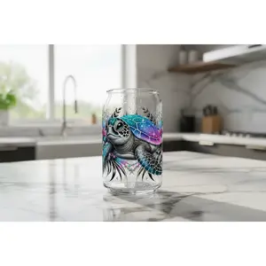 Turtle (Pink, Blue & Teal) - UVDTF Wrap for cups/hard surfaces sticker