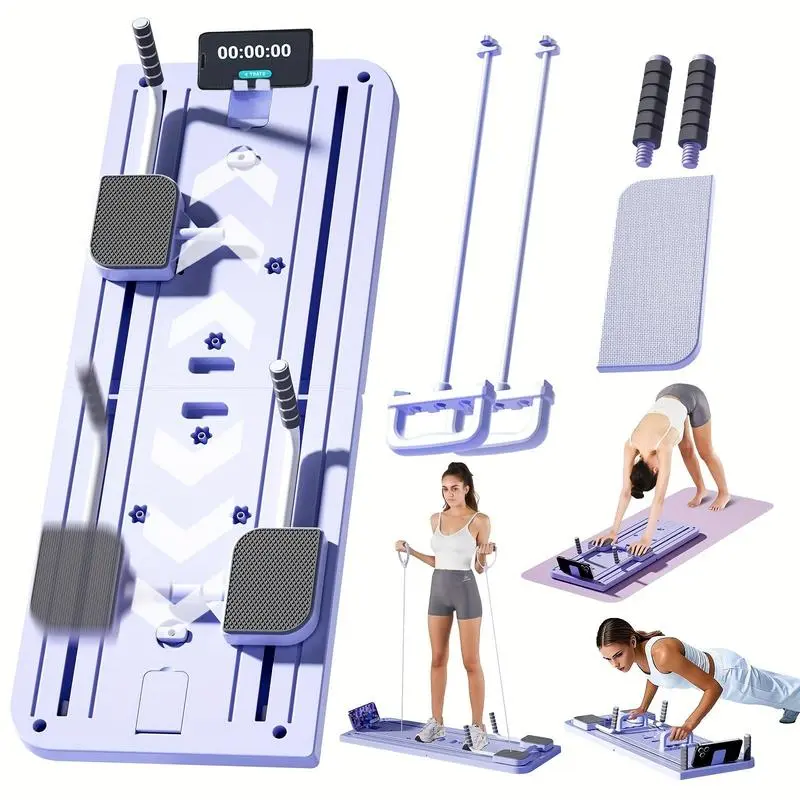 8 In1 Pilates Board for Home Foldable, Portable Pilates Reformer Machine, Pilates Equipment, Foldable Reformer Pilates Machine for Home Workout, Multifunctional Ab Exercise Board, Push-Up Board. (Purple) Does not apply