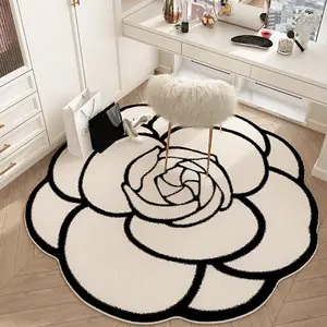 Modern Luxury Flower-Shaped Living Room Carpet, Soft Non-Slip Washable for Bedroom & Office, Stylish Home Decor for Any Indoor Space, Floral Pattern Rug, Decorative Area Rug