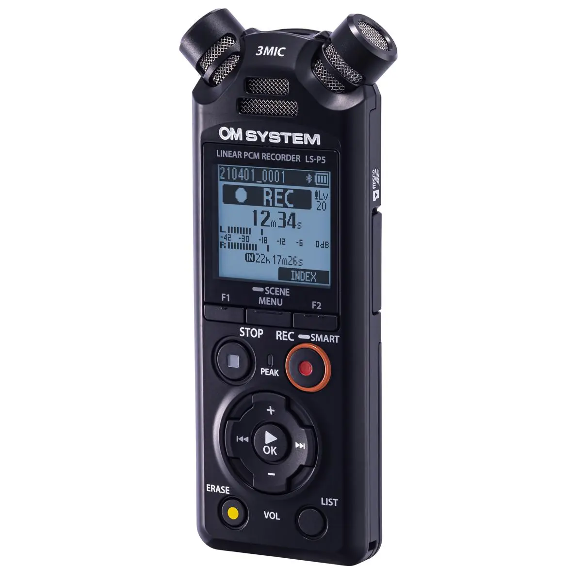 Olympus LS-P5 16GB High-Resolution Audio Recorder - Black, Stereo Recording Device with Bluetooth and Expandable Card Support