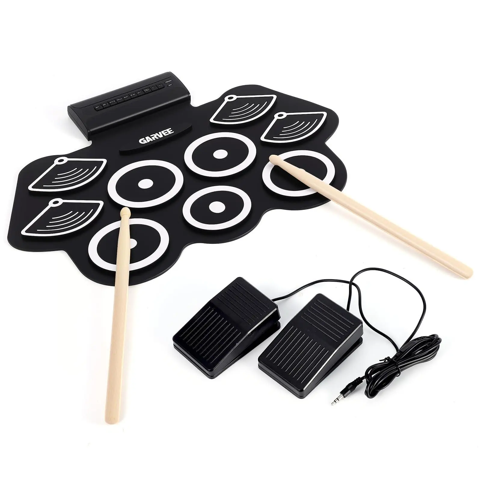 Electronic Drum Set (9 pads) — portable roll-up silicone digital drum kit with external speaker support, practice drum pad for beginners and adults, with built-in headphone jack for quiet training