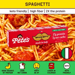 Pete’s Protein Pasta Spaghetti – Protein-Packed, Less Carbs, Made in Italy Flavor Flavor