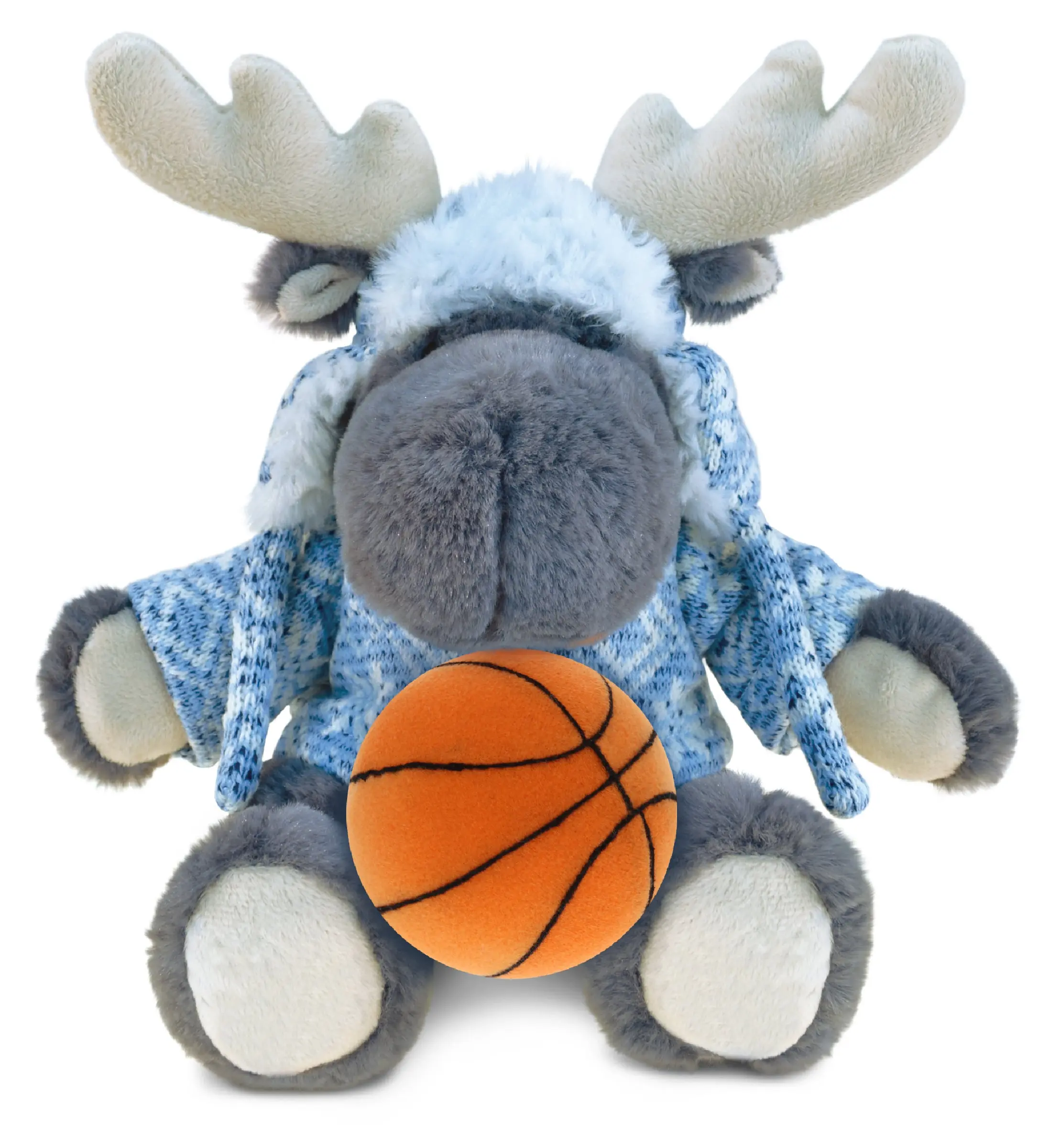 PLUSH BASKETBALL - SUPER SOFT PLUSH WITH CLOTHES  - GREY MOOSE