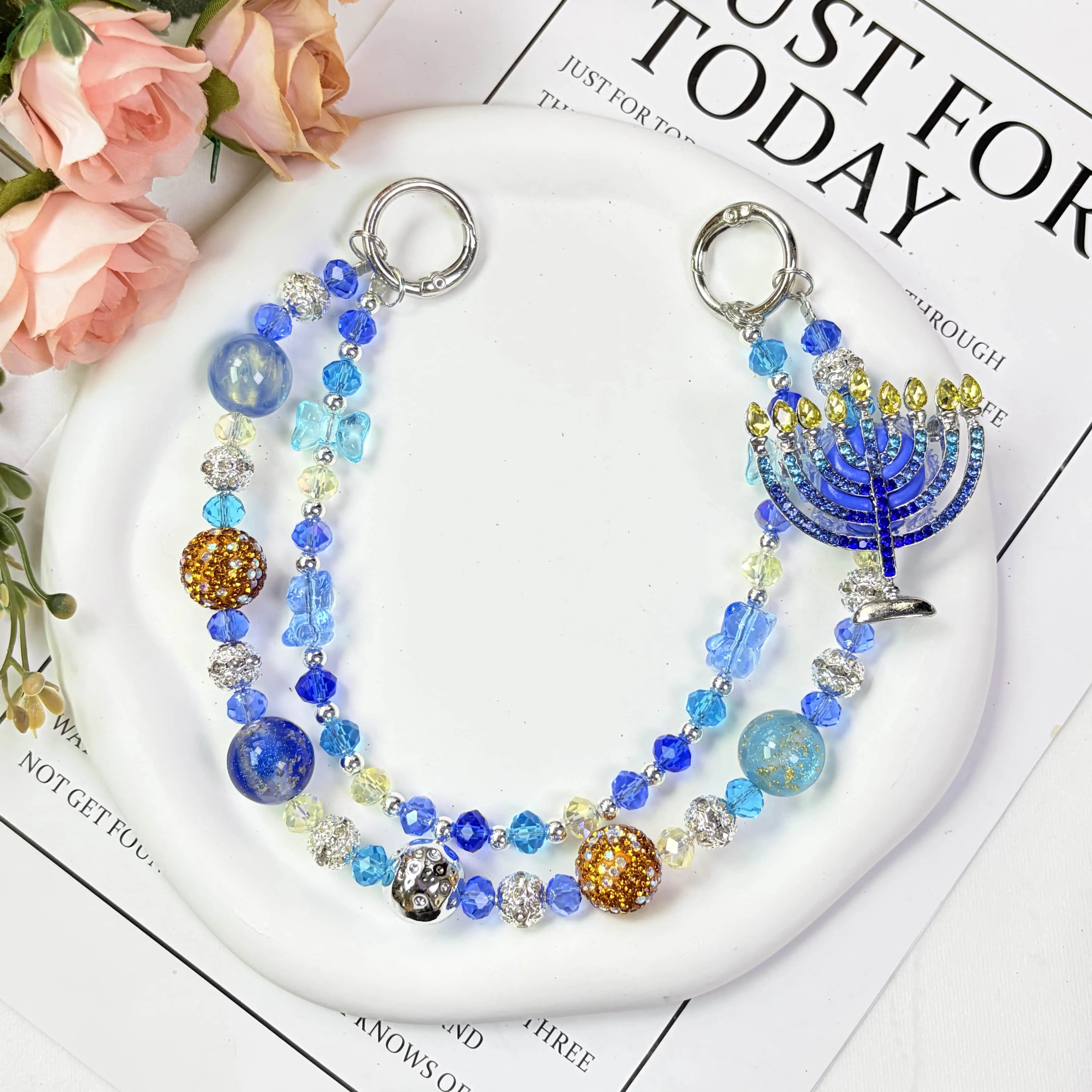 Menorah Style Bag Charm,Delicate Handbag Pendant Accessory for Women, Detachable Bag Charm,Pretty Holiday Gift,Ideal Birthday Gift for Girls & Women,Summervibes