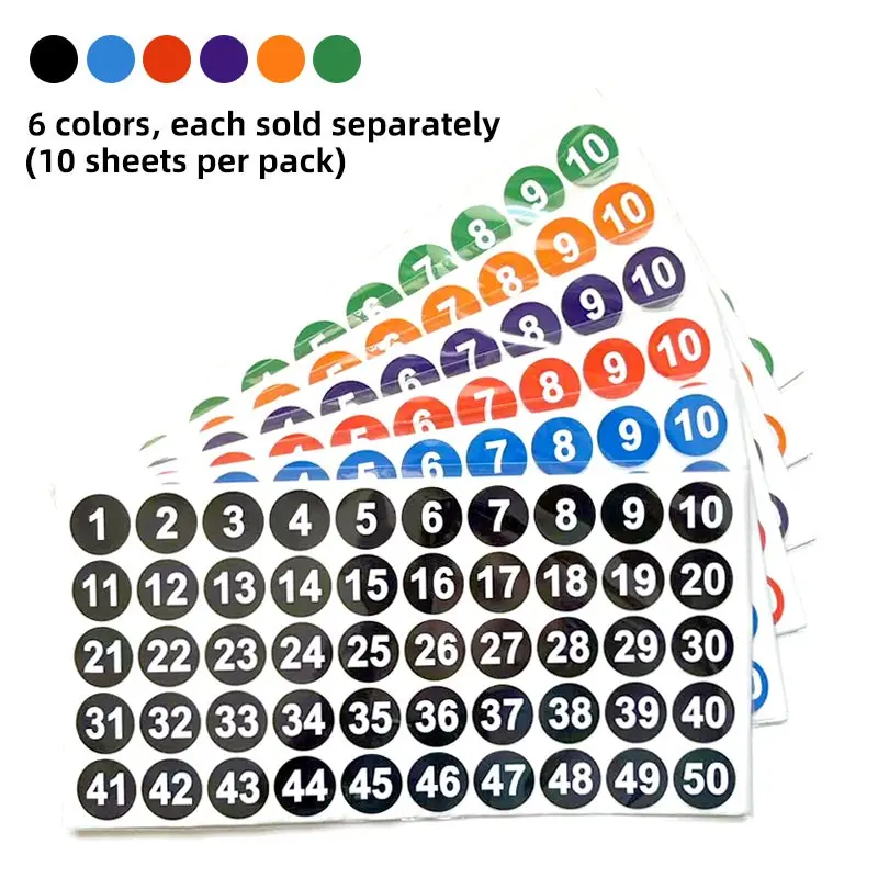 500 stickers/pack Waterproof Copper Paper Adhesive Number Stickers, Sticker Sheets, Continuous Numbering, Ideal for Inventory Management, File Organization, School Office, Home Sorting