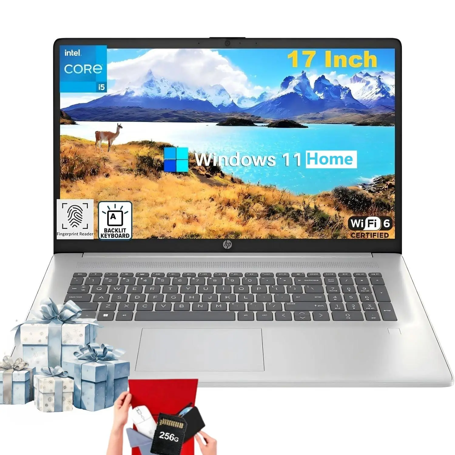 HP Essential Business Laptop, 17.3" FHD Display, Intel Core i5-1334U, up to 32GB RAM, 512GB SSD, Wi-Fi 6, Webcam, Backlit Keyboard, Windows 11 Home, Silver, Bundle Accessory