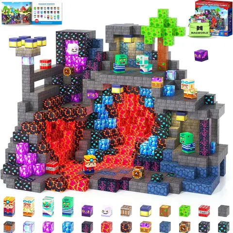 Coodoo 100PCS Colorful Universal Magnetic Construction Set - Interlocking Building Blocks, STEM Sensory DIY Building Kit, Creative Shape Sorter Toy, Cool Christmas Gifts for Kids, Decoration