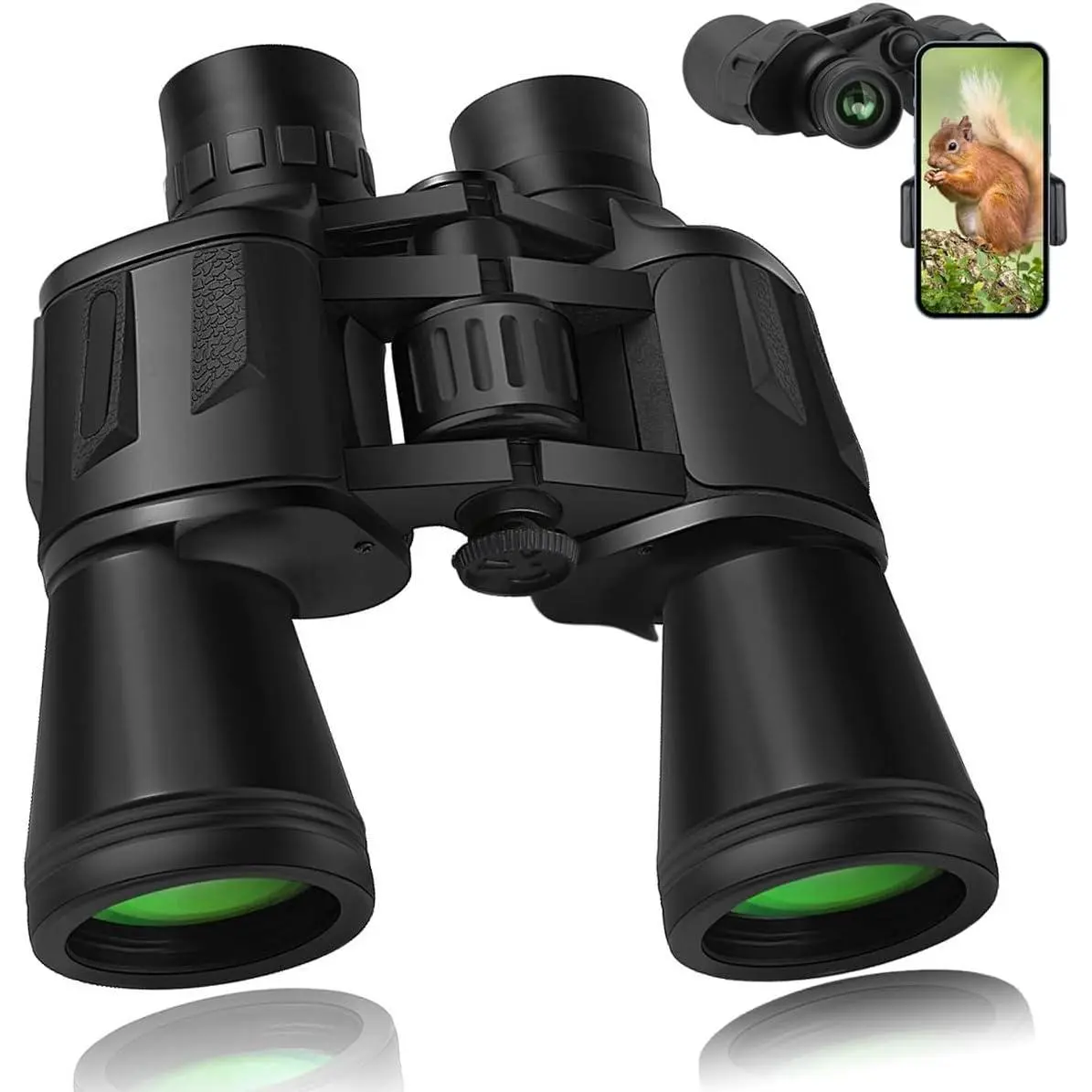 20x50 High Power BAK4 Prism FMC Lens Binoculars for Adults - HD Waterproof Compact Rubber-Coated, 1000 yd Range, Secure Grip, Smartphone Adapter, for Hunting, Climbing, Christmas, Father's Day, Football, Black