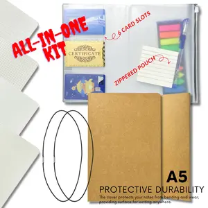 Premium A5 Refillable Hardcover Notebook Kit | Professional Journal Set with Dotted, Lined, Grid & Blank Inserts | Aesthetic All-in-One Stationery Planner for Business, Travel & Students | Perfect Gifting Idea for Journaling Enthusiasts