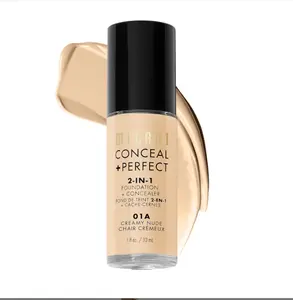 Conceal + Perfect 2-in-1 Foundation + Concealer for a Flawless Complexion, Under Eye Corrector, Cover Redness and Imperfections, Waterproof and Sweatproof - Creamy Nude